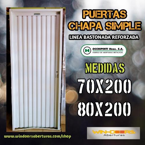 Puerta Chapa Simple Reforzada Ciega - 80x200