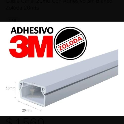 Cable canal 20x10  2 mts  adhesivo 3M