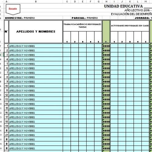 Calificaciones y registro de asistencia en excel