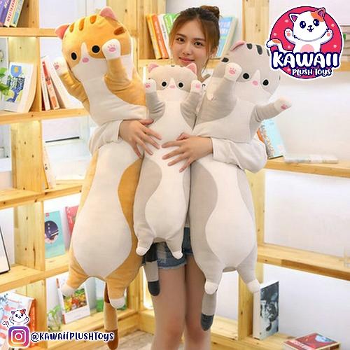 Peluche kawaii Cojín Gato Largo 60cm
