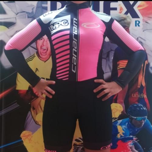 Enterizo canarian negro rosa manga larga