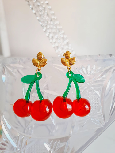 Aretes de Cerezas Rojas