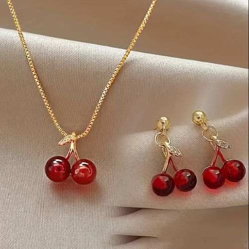 Arete  collar de cereza modelo 03