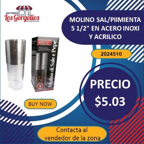 2024510 - MOLINO SAL/PIMIENTA 5 1/2" EN ACERO INOXI Y ACRILICO