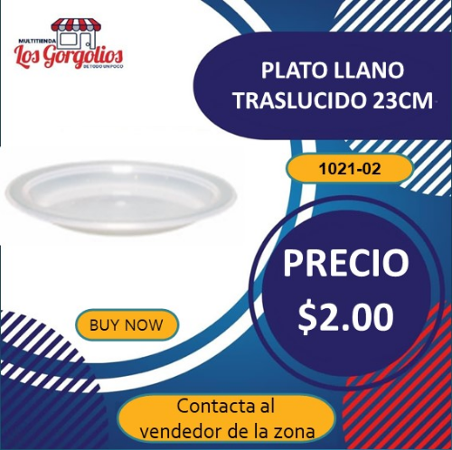 1021-02 - PLATO LLANO TRASLUCIDO 23CM