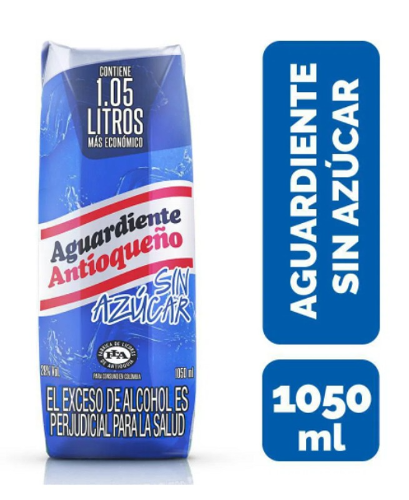 Aguardiente Azul Sin Azúcar TetraPack 1.05L
