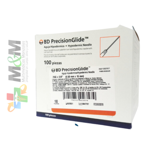 Aguja 25G X 5/8" BD caja X100 unidades 