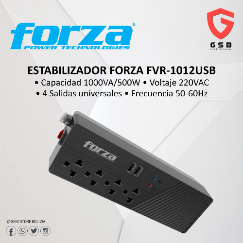 1000VA/500W FVR-1012USB - FORZA - ESTABILIZADOR 