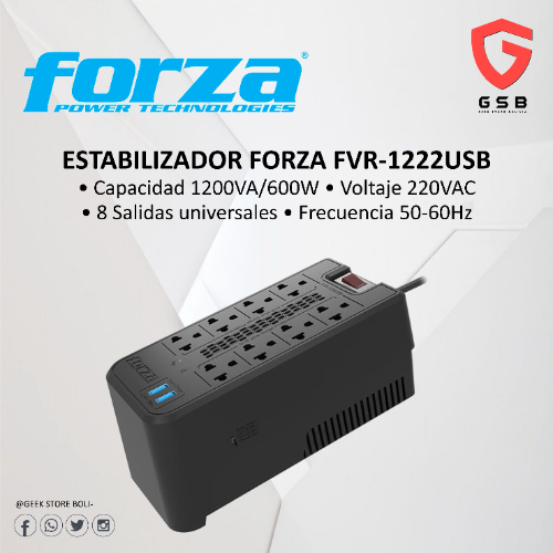 1200VA/600W FVR-1222USB - FORZA - ESTABILIZADOR 