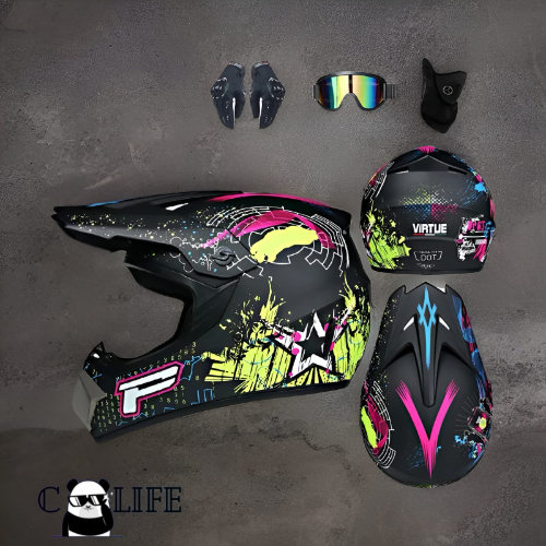 Casco moto cross mas kit