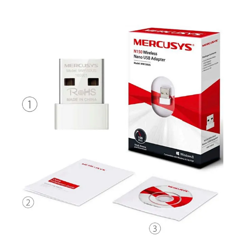 ADAPTADOR INALAMBRICO MERCUSYS MW150US - NANO USB - 150MBPS