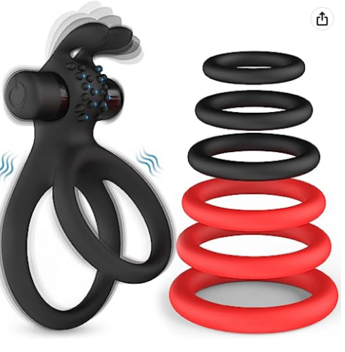 4MAZ: ANILLO JUEGO DE 7 UNIDADES, VIBRADOR INCLUIDO