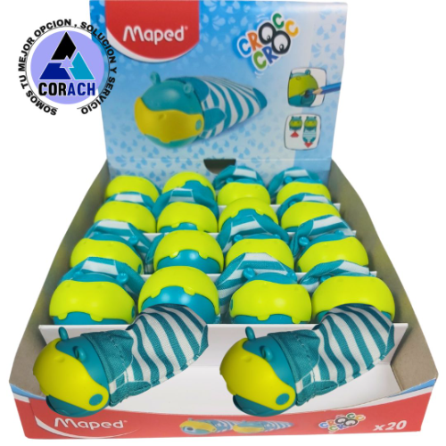 16611  -   Croc Croc Hipo Sacapuntas 1 Orificio caja 20 pzas
