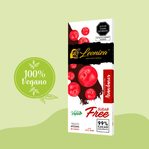 Chocolate vegano con Arándanos x 50gr - Leoniza