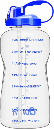  Botella  de agua motivacional transparente (1 galón)