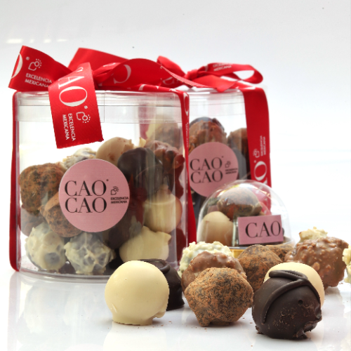 Caja Cilíndrica Premium con Surtido de Trufas y Tortugas 300gr