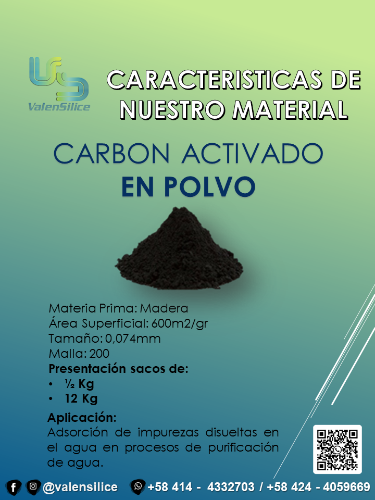 Carbon Activado en polvo Presentacion  de 1/2KGS