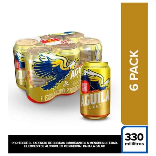 Aguila Cerveza Light 330ml pack 6und.