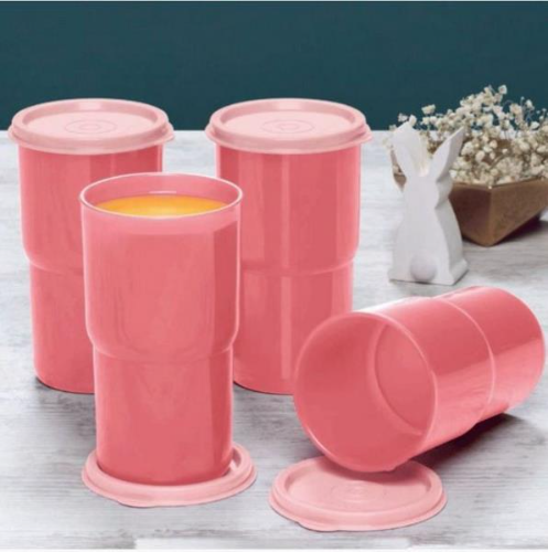 Copo Colors 350ml com Tampa - Rosa Claro