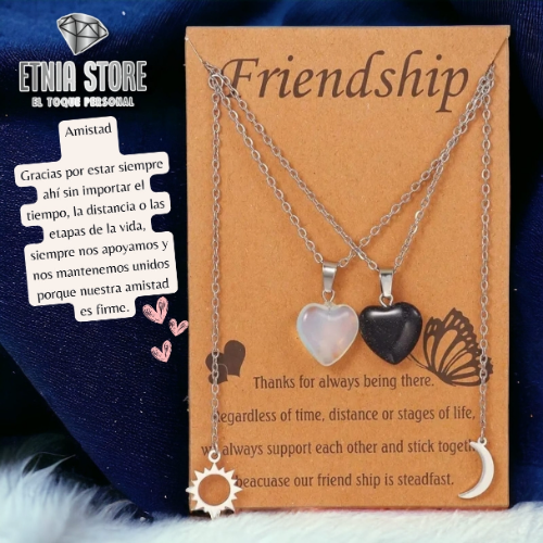 Collar con Colgante de Piedra para parejas, collar de acero inoxidable amistad