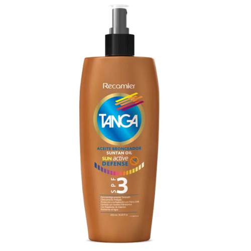 ACEITE BRONCEADOR SPF3 x250ml + BARRA BLOQUEADORA TANGA 