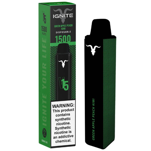 Ignite V15 - GREEN APPLE PEACH KIWI (Maça verde, pêssego, e kiwi) 1.500Pufs