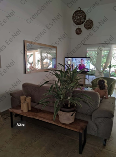  N274 mesa recibidor, en metal y madera Guanacaste 
