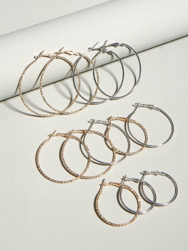  Pendientes de aro metálicos con textura