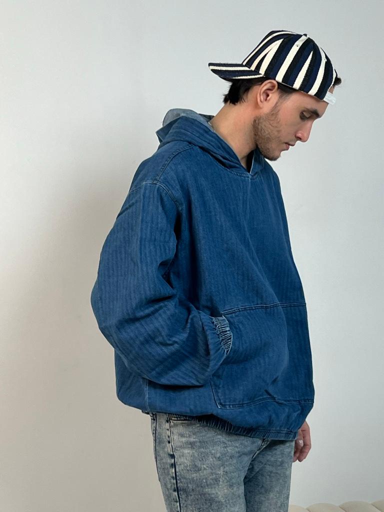 Miniatura 3 de Flynn Denim Pullover Jacket - Medium Blue Wash