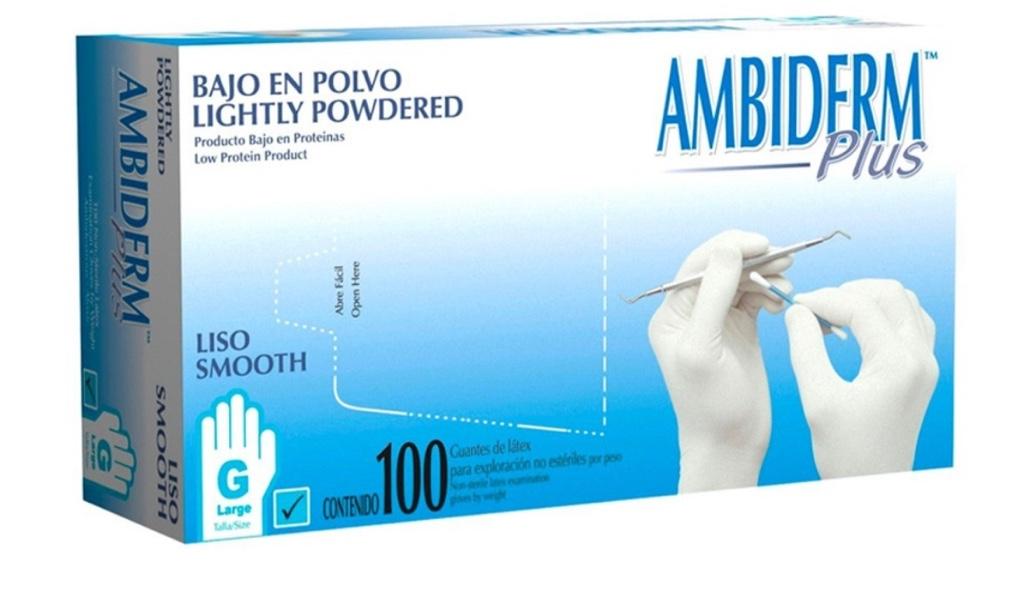 Guante Plus Blanco Bajo en Polvo Liso N/E  Ch, M, G