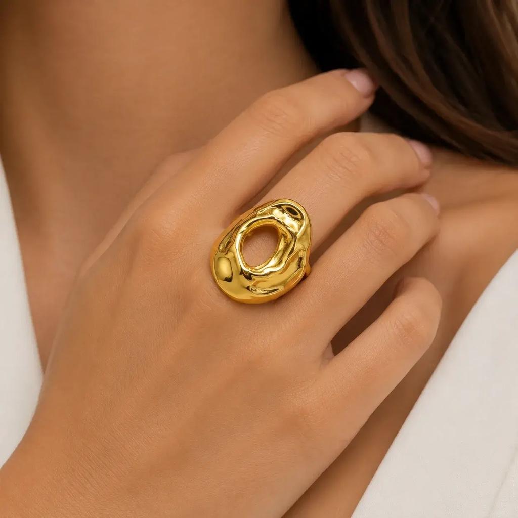 Miniatura 3 de Anillo irregular martillado