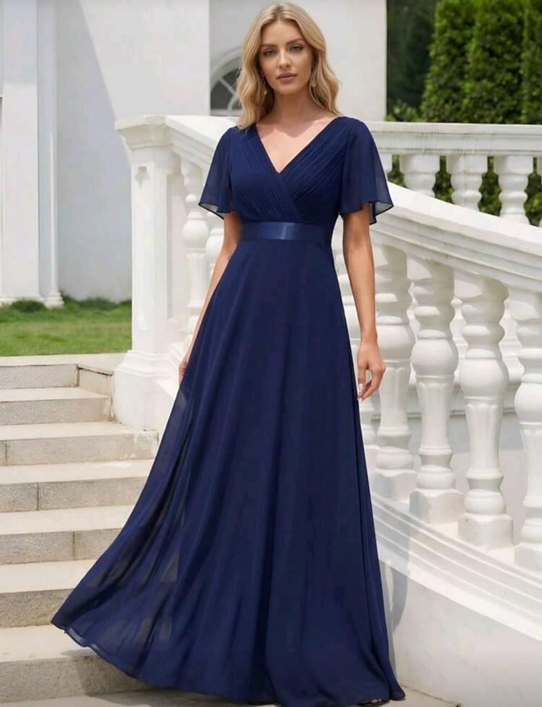 Miniatura 2 de Vestido azul marino manga mariposa Drapeado