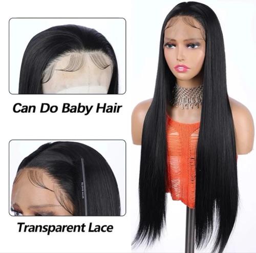 Miniatura 2 de Peluca front lace 13*4 negra lisa - (008)