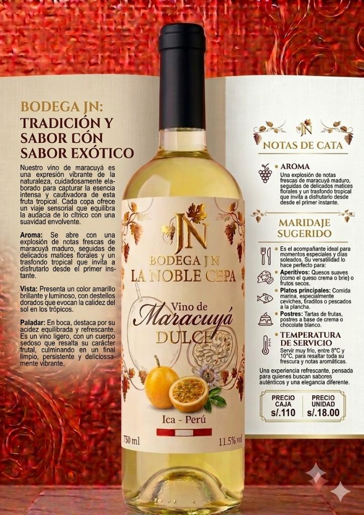 MARACUYÁ, vino dulce bodega jn la noble cepa 750 ml