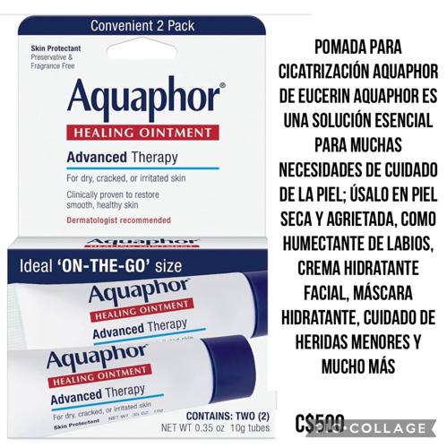 Aquaphor es una solución esencial para muchas necesidades de cuidado de la piel; úsalo en piel seca y agrietada, como humectante de labios, crema hidratante facial, máscara hidratante, cuidado de heridas menores y mucho más (doble tubo)
