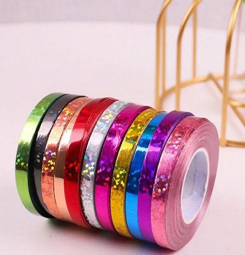 Cinta y cordon con globos laser brillantes de colores