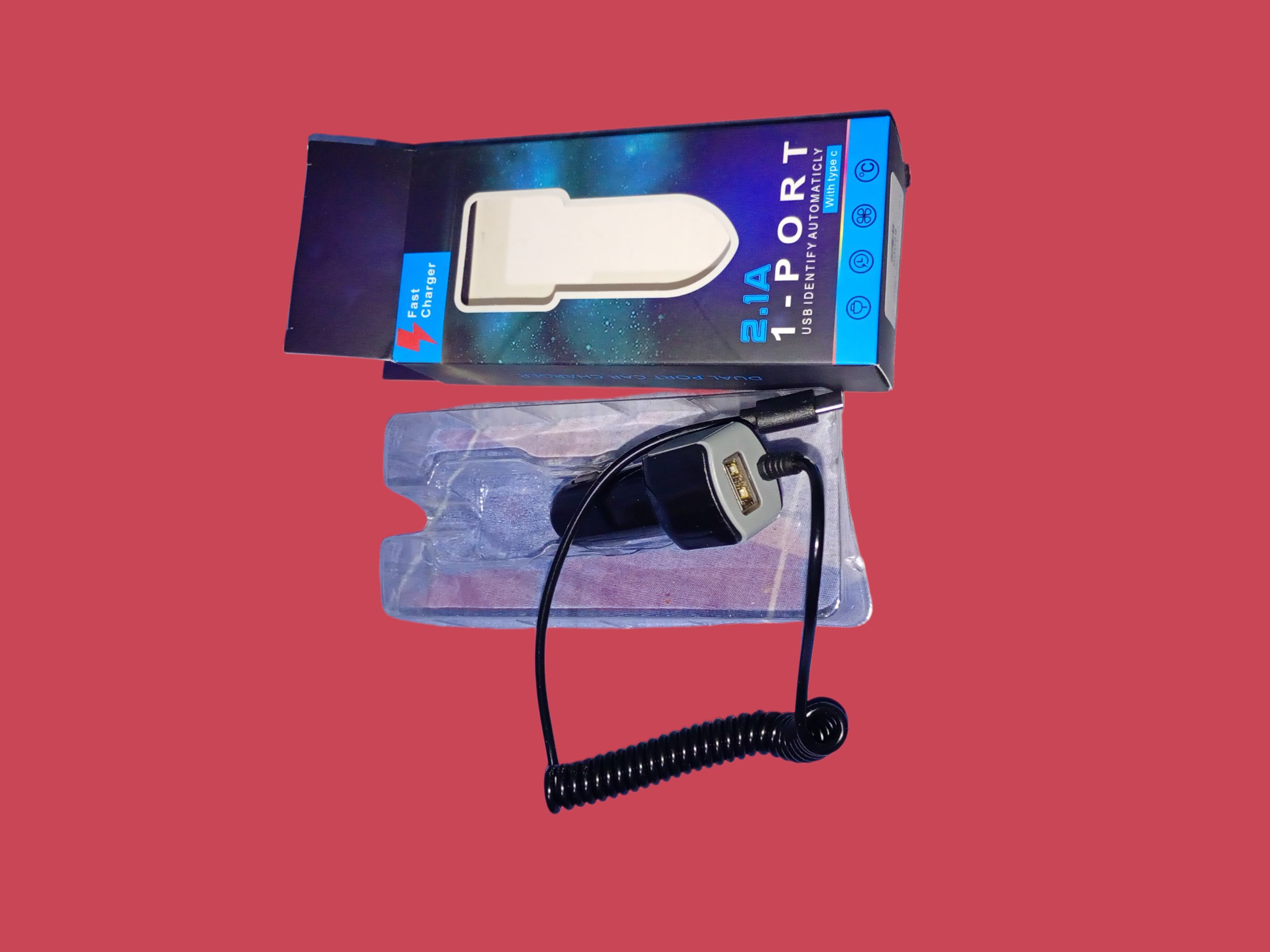 Cargador con cable para auto tipo c