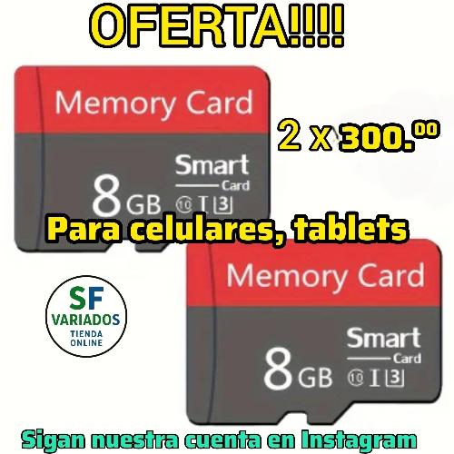 MEMORIAS SD PARA CELULARES 8Gb - TABLETS 2 en 1