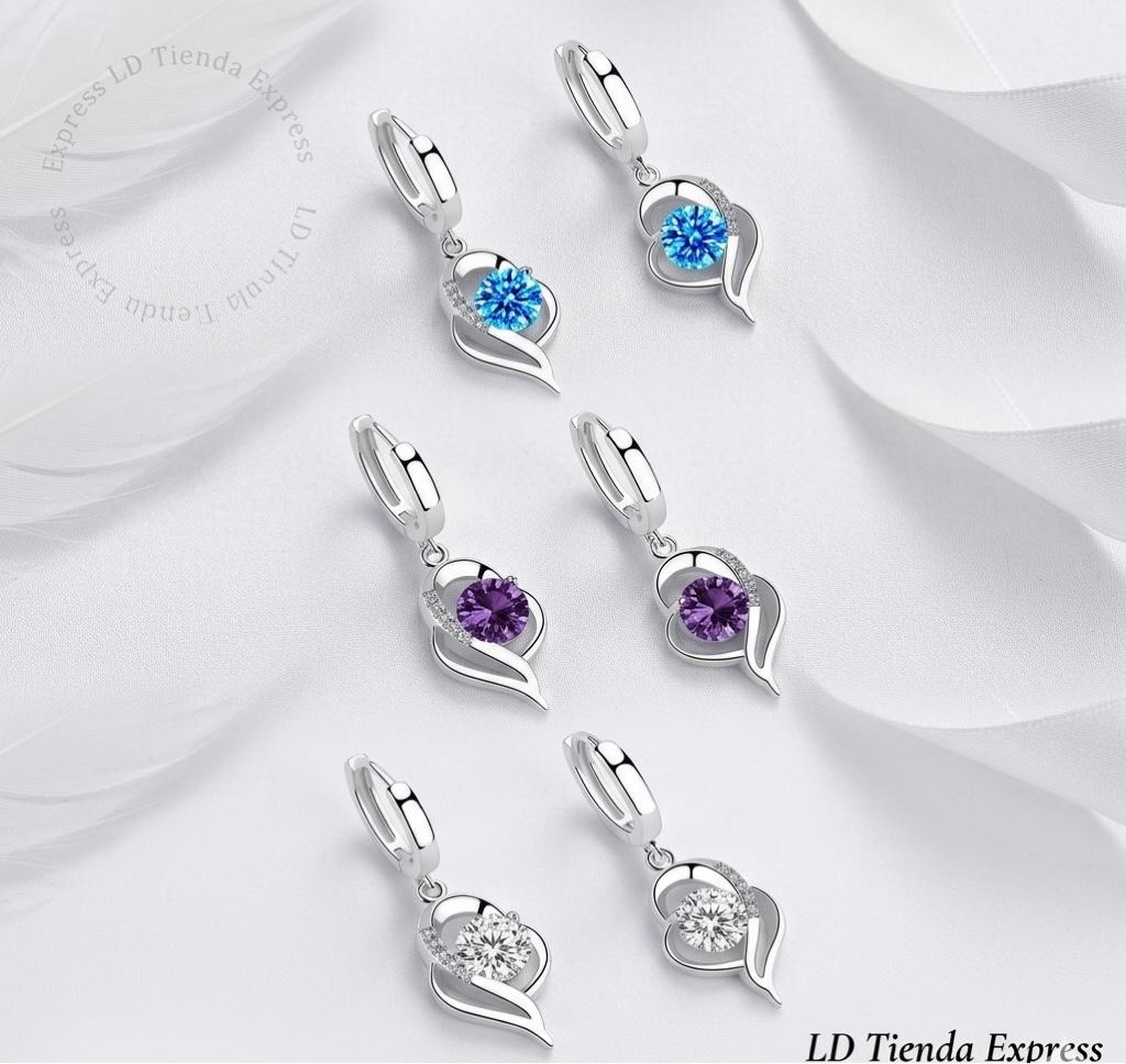 Aretes en Plata Ley 925 con Cristal Brillante