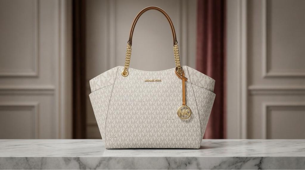 ✨White Bolso de Hombro Jet Set Grande con Logotipo