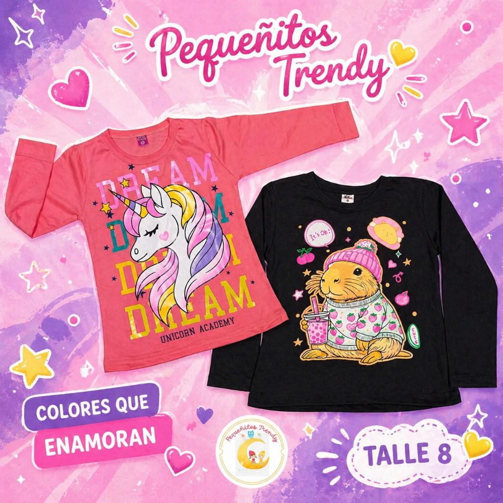 Miniatura 2 de Remeras mangas largas, estampadas, de algodón!