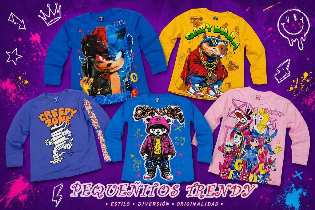 Remera mangas largas, de algodón, varios diseños