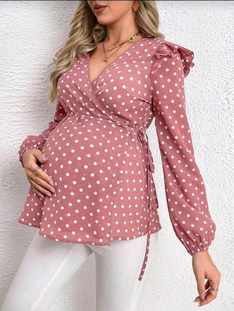 Blusa manga larga de puntos blancos