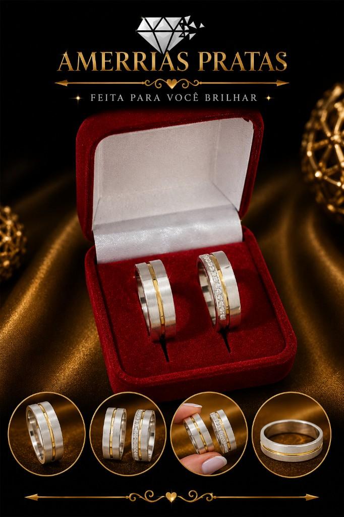 Miniatura 2 de Aliança com ródio banhado a ouro 5mm
