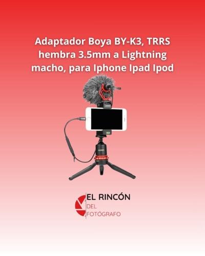 Miniatura 2 de Adaptador Boya BY-K3, TRRS hembra 3.5mm a Lightning macho, para Iphone Ipad Ipod