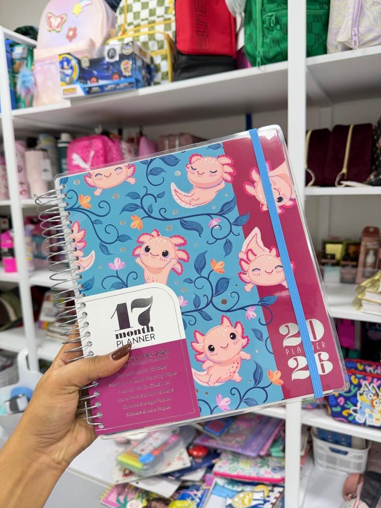 Agenda 2025-2026 azul con print de flores