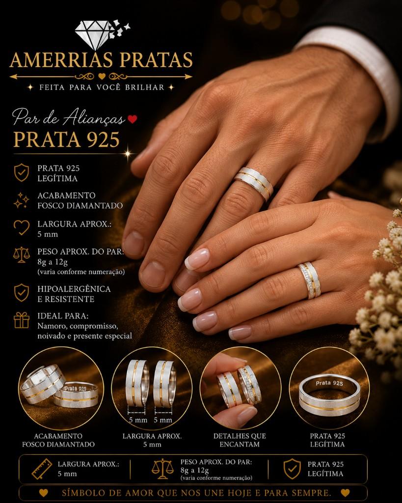 Miniatura 3 de Aliança com ródio banhado a ouro 5mm