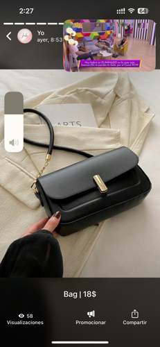 Bolso cuadrado solapa negro
