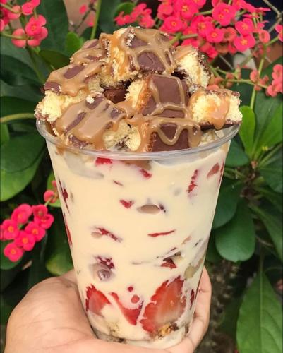 Fresas con crema vaso chico