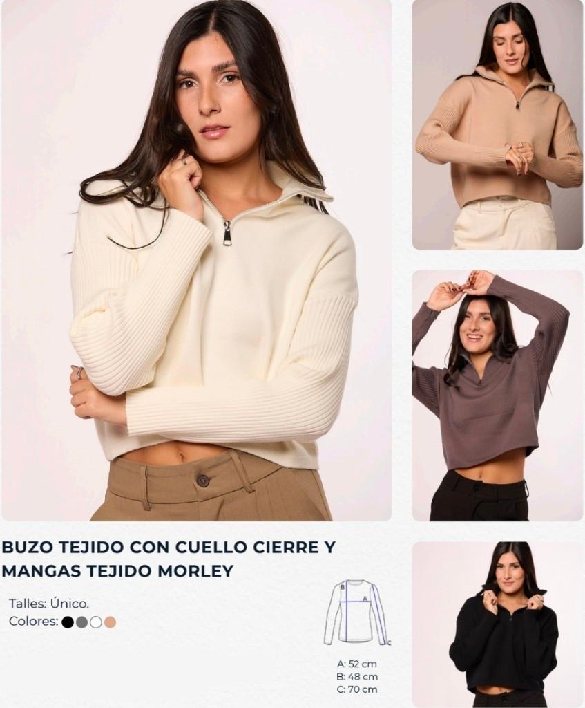Miniatura 2 de BUZO TEJIDO CON CUELLO CIERRE Y
MANGAS TEJIDO MORLEY